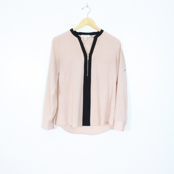 *Calvin Klein Women's Zip-Front Blouse Pink - Picture 2 of 6
